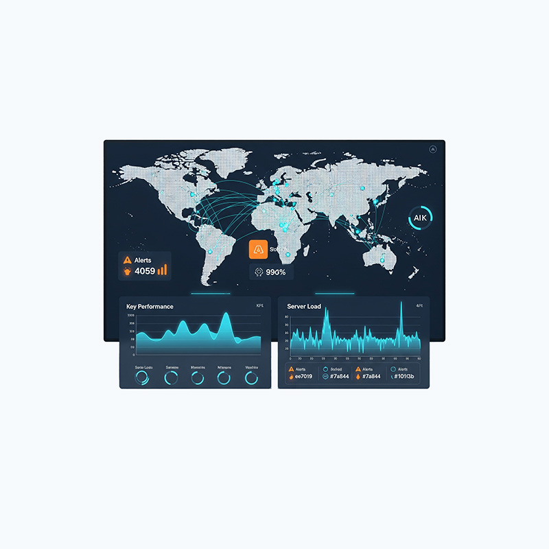 A dashboard showing global server performance
