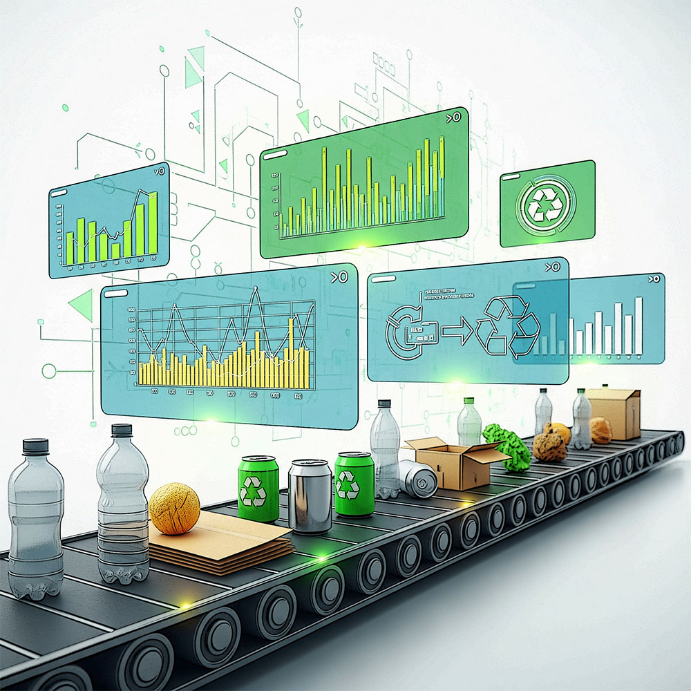 Recycling facility dashboard, material tracking and compliance metrics